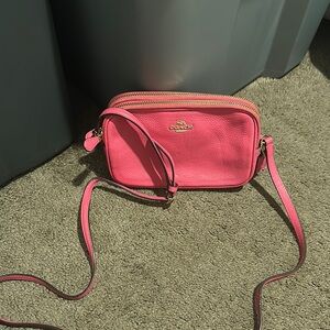Coach Vibrant Pink Pebbled Leather Crossbody Bag